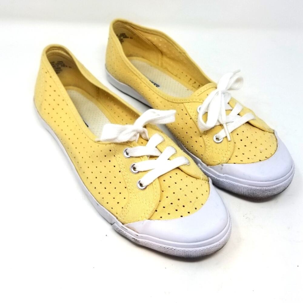Joe Boxer Yellow Lace up Canvas Flats Breathable Women's Size 10‎